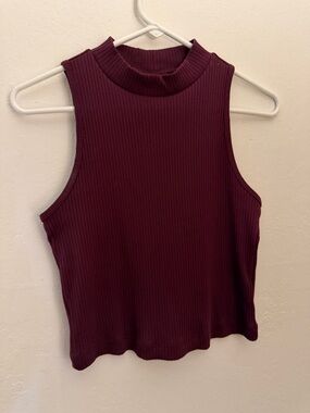 ON NWT Ribbed High Neck Tank Top in Cherry Bark